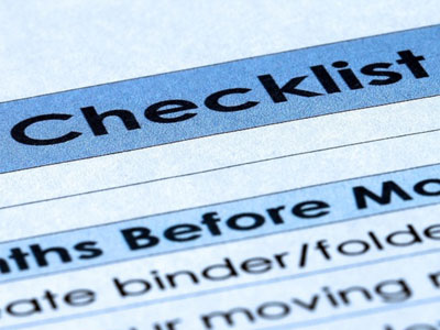 Checklist for coffee shop operations.