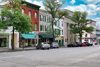 Shopping district in Greenwhich Connecticut.
